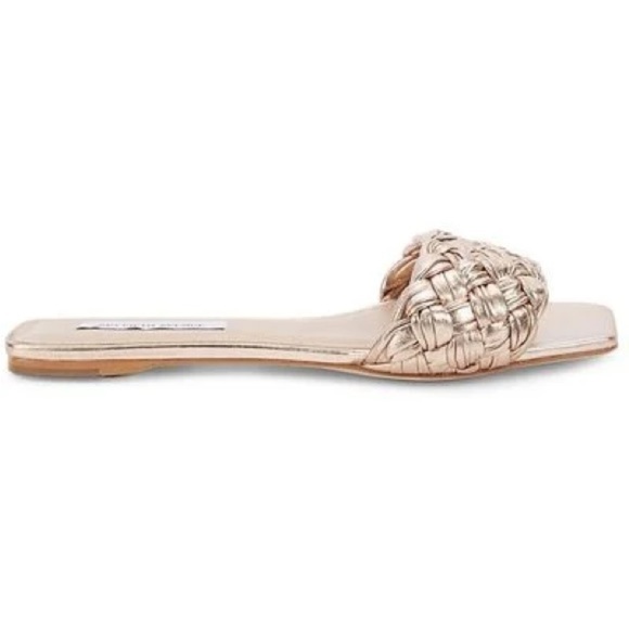 Saks Fifth Avenue Gold Woven Sandals - Picture 2 of 7